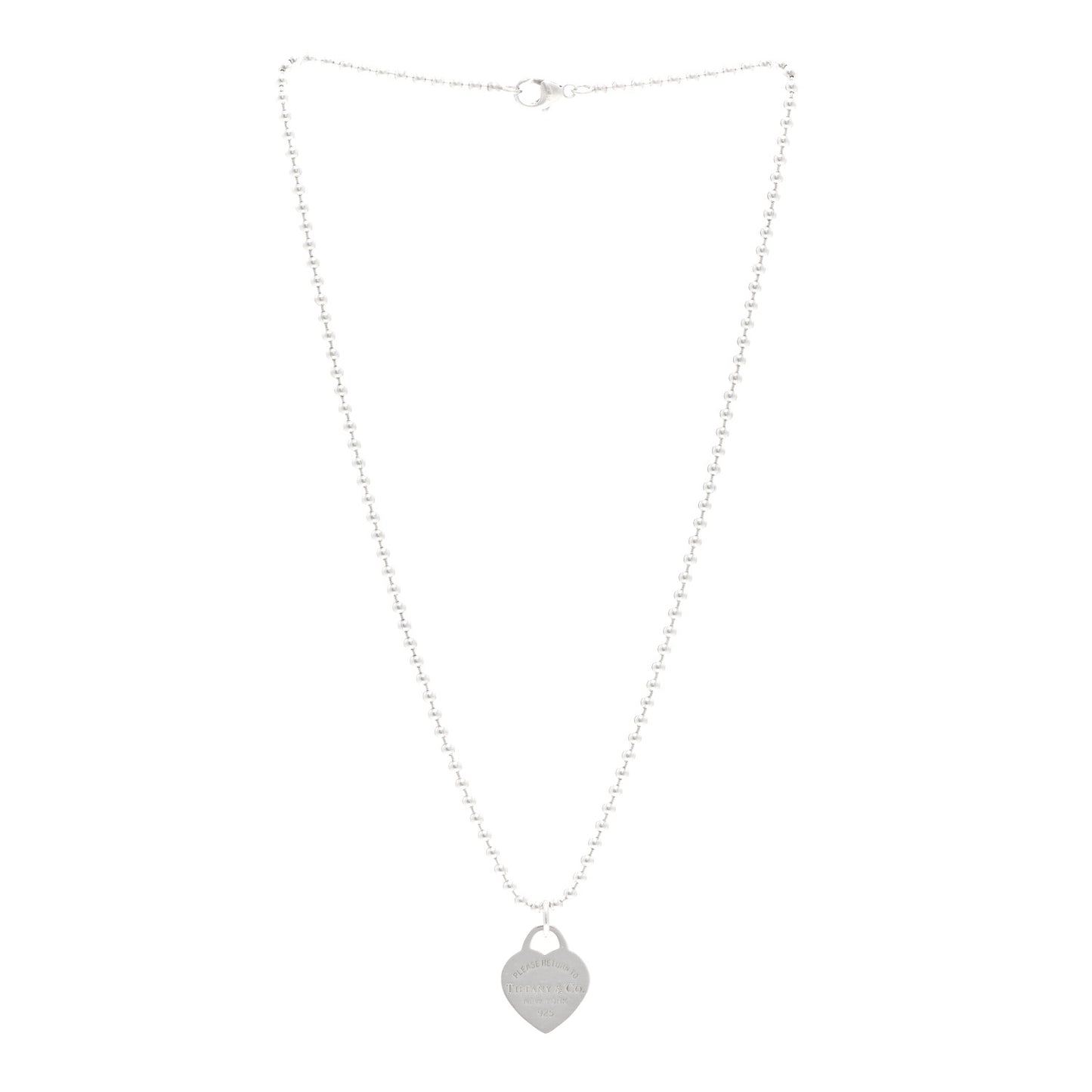 Sterling Silver Return To Tiffany Heart Tag Pendant Bead Chain Necklace