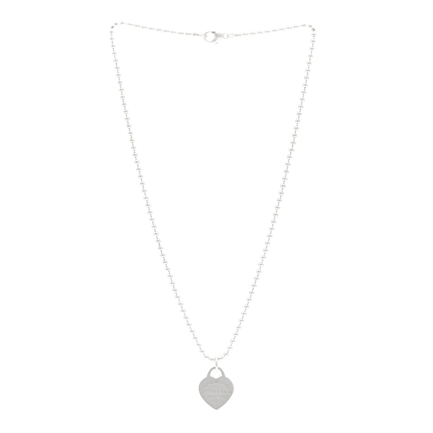Tiffany Sterling Silver Return To Tiffany Heart Tag Pendant Bead Chain Necklace 3 of 4