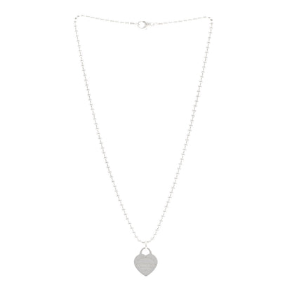 Tiffany Sterling Silver Return To Tiffany Heart Tag Pendant Bead Chain Necklace 3 of 4