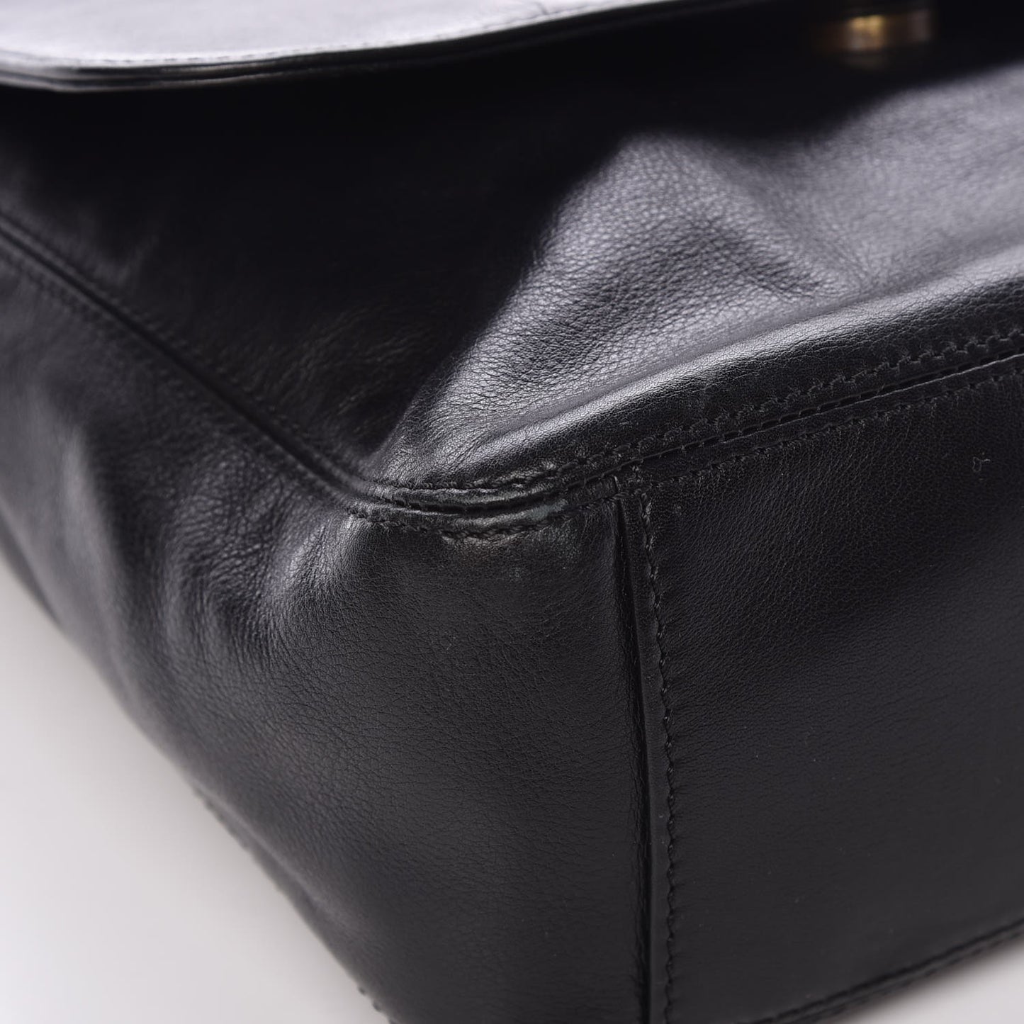 Calfskin CC Flap Shoulder Bag Black