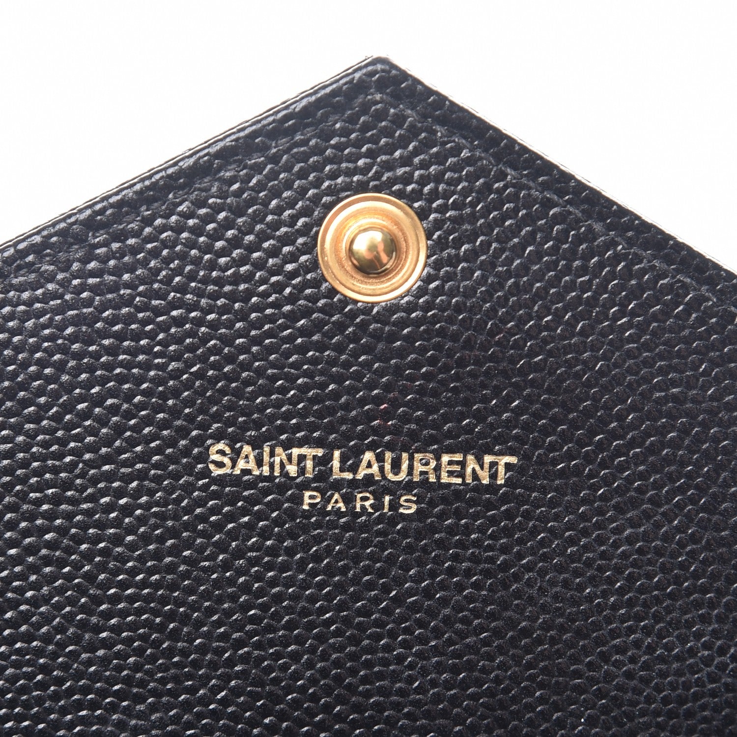Saint Laurent Grain De Poudre Matelasse Chevron Monogram Flap Wallet Black 6 of 9