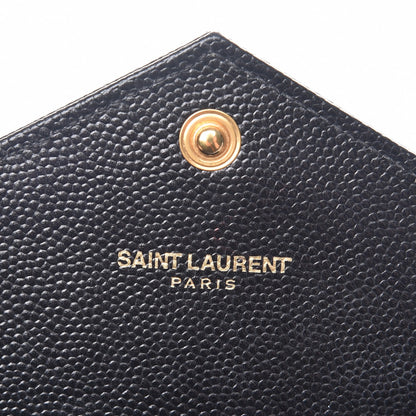 Saint Laurent Grain De Poudre Matelasse Chevron Monogram Flap Wallet Black 6 of 9