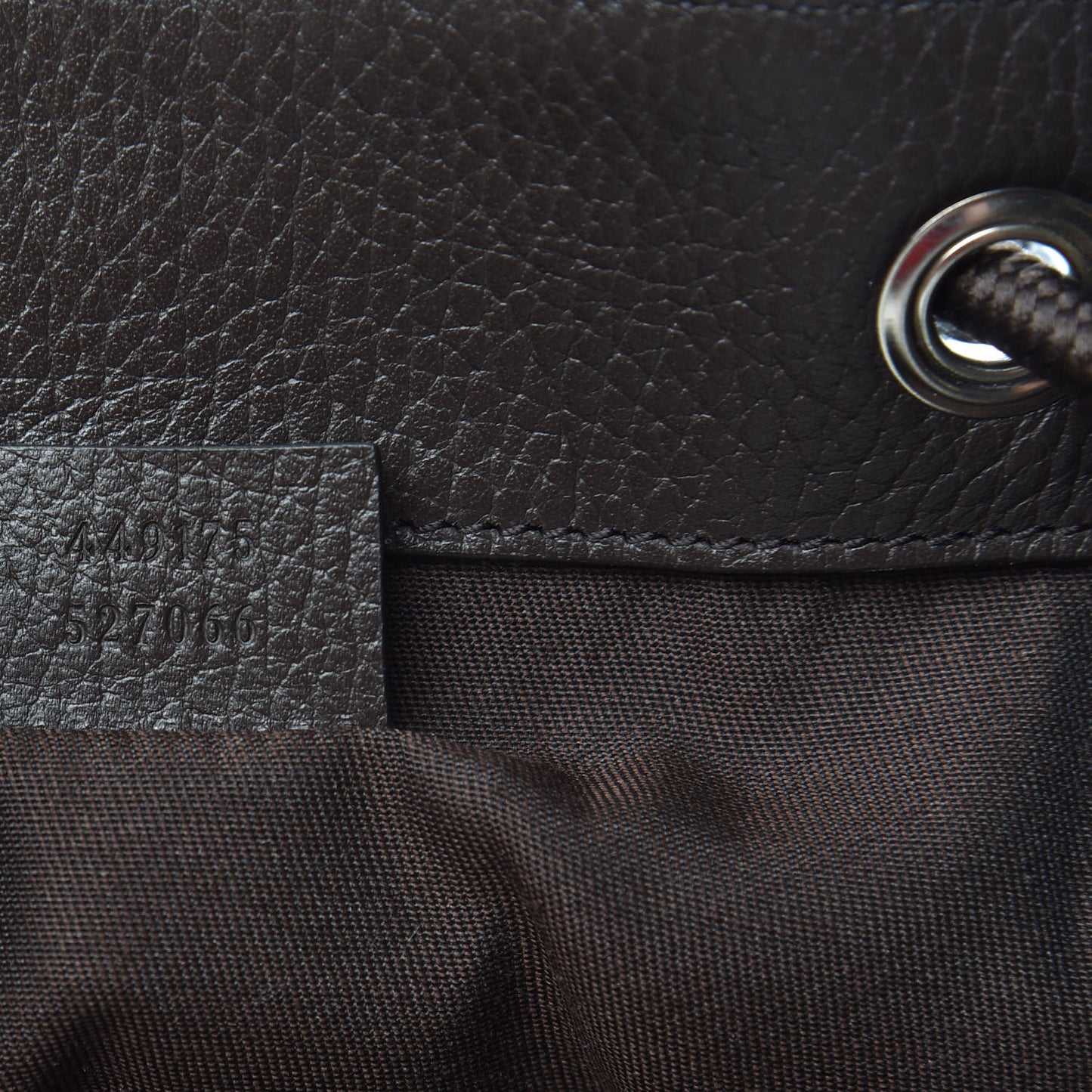 Monogram Dollar Calfskin O Drawstring Backpack Beige Ebony Testa di Moro Dark Chocolate