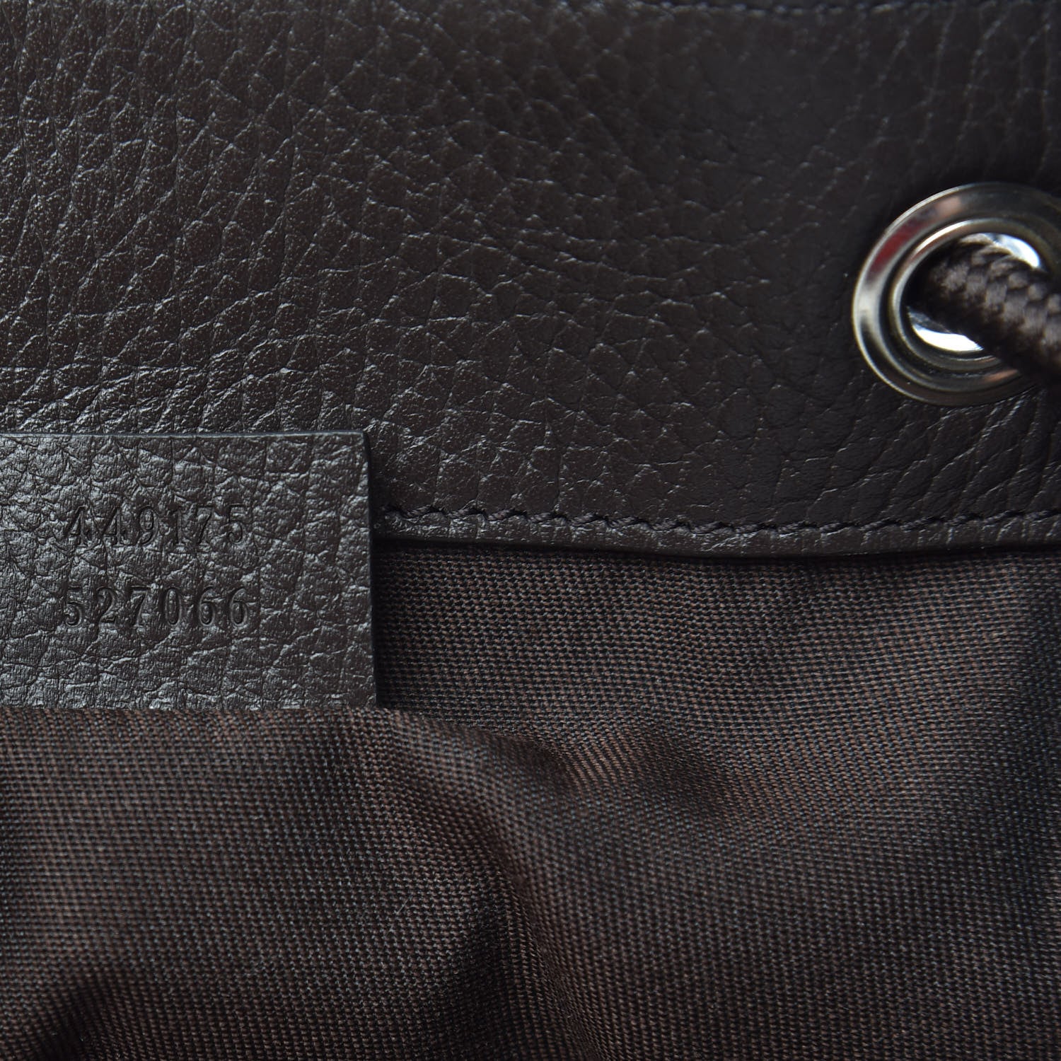 Gucci Monogram Dollar Calfskin O Drawstring Backpack Beige Ebony Testa di Moro Dark Chocolate 6 of 8