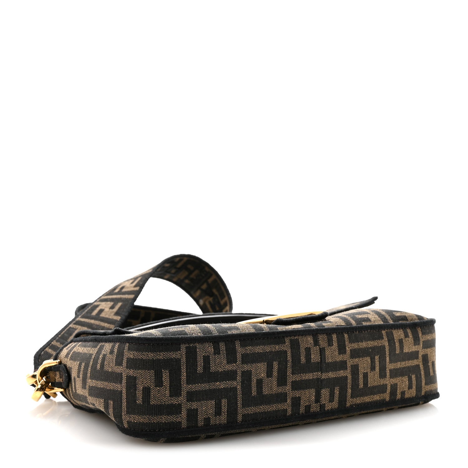 Fendi Fabric Jacquard FF 1974 Medium Baguette Tobacco Moro Black