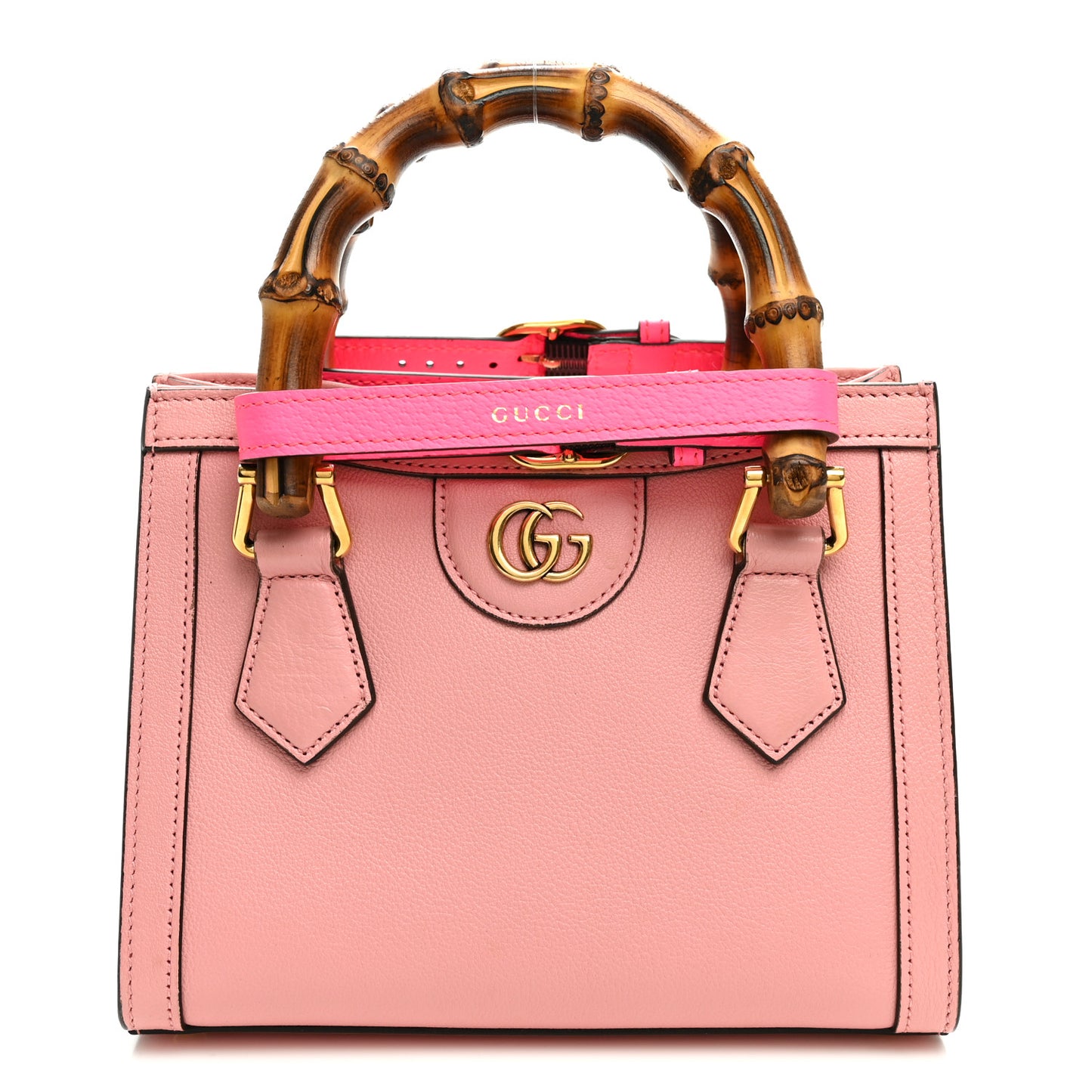 Wonka Grain Calfskin Mini Diana Tote Bag Wild Rose Fuxia Fluo