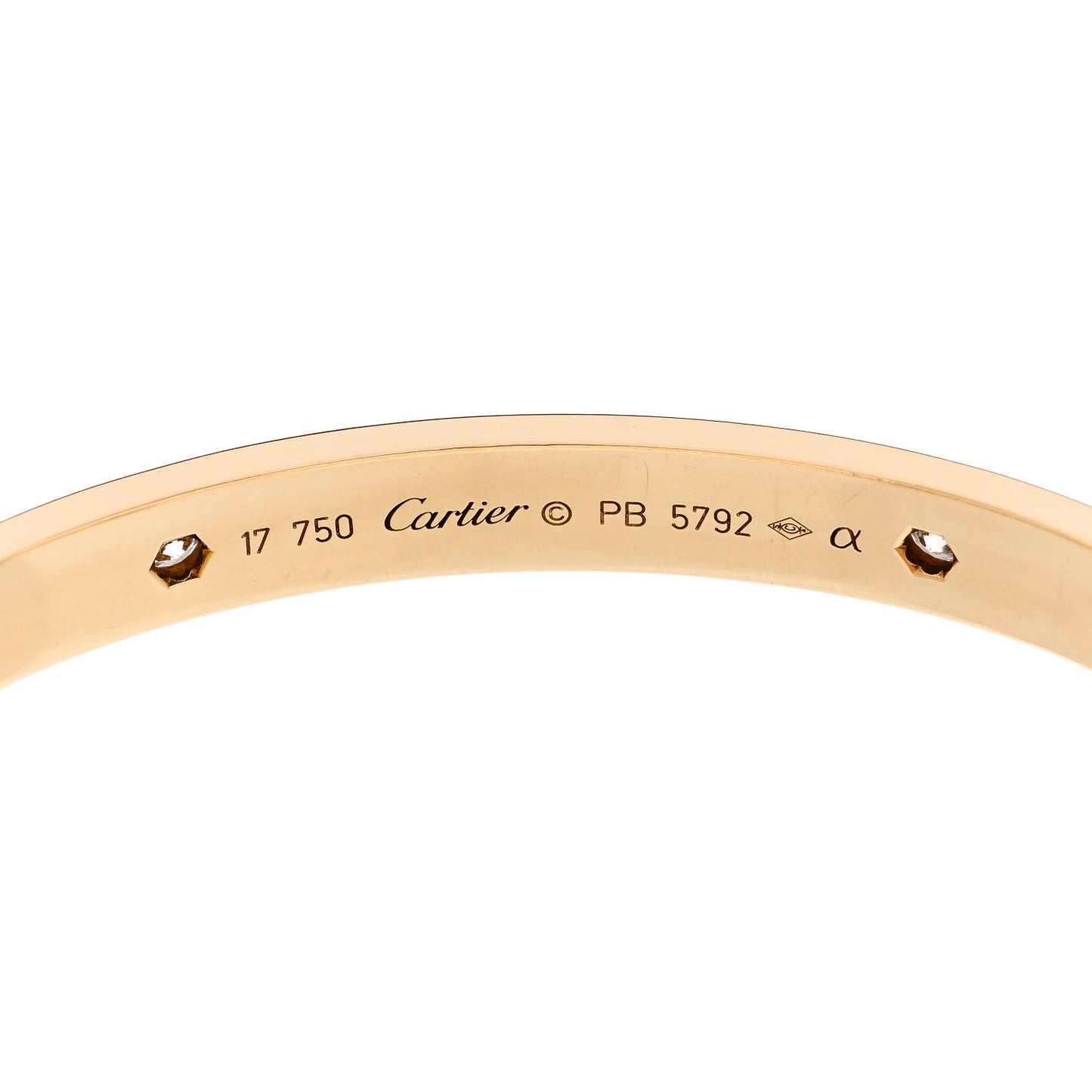 18K Yellow Gold 4 Diamond LOVE Bracelet 17