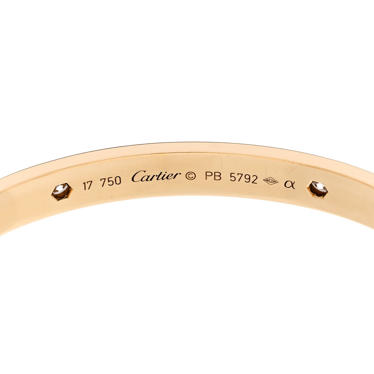 Cartier 18K Yellow Gold 4 Diamond LOVE Bracelet 17 6 of 9