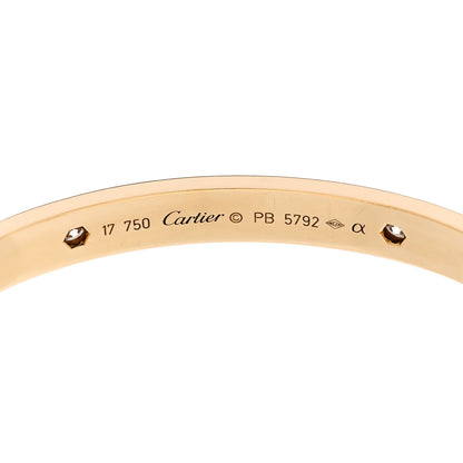 Cartier 18K Yellow Gold 4 Diamond LOVE Bracelet 17 6 of 9