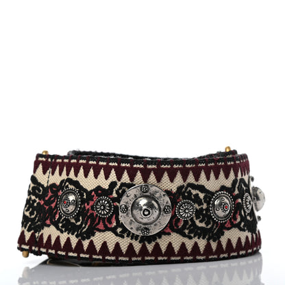 Christian Dior Canvas Embroidered Studded Shoulder Strap Burgundy 2 of 5