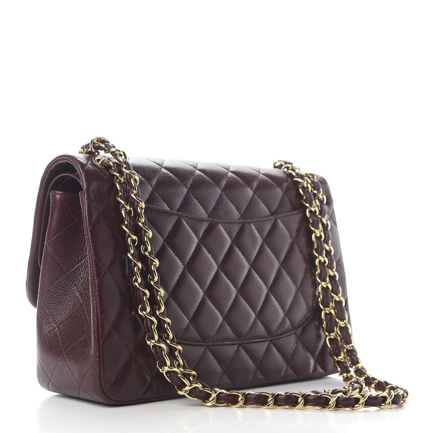Chanel Caviar Quilted Jumbo Double Flap Burgundy 3 of 10