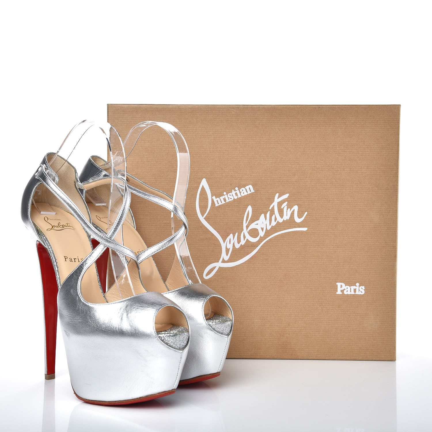 Christian Louboutin Kid Glitter Exagona 160 Pumps 41 Silver 7 of 7