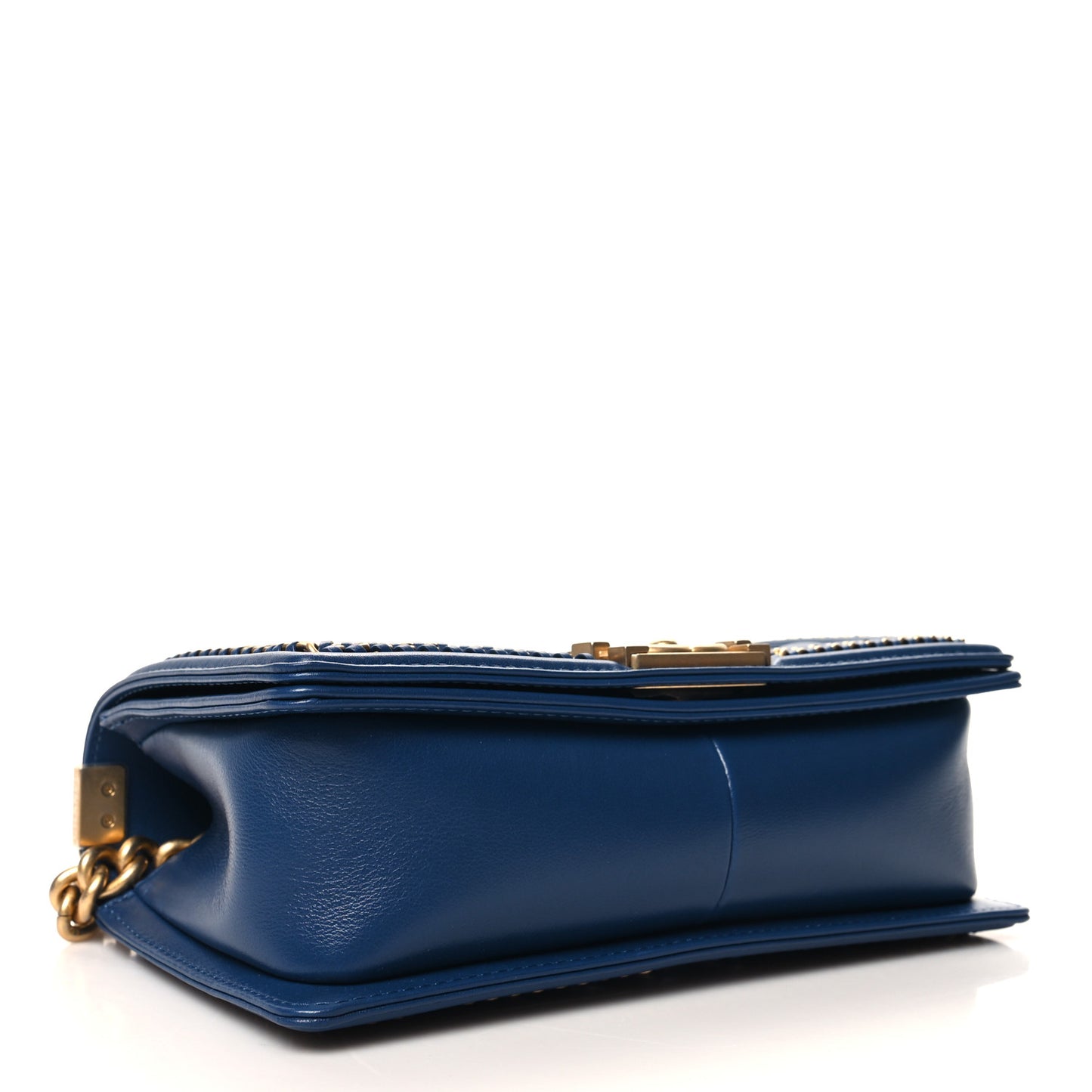 Lambskin Quilted Medium Top Handle Boy Flap Blue