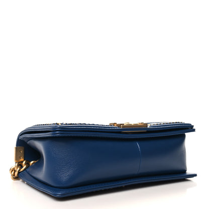Chanel Lambskin Quilted Medium Top Handle Boy Flap Blue 5 of 11