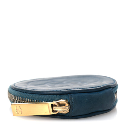 Chanel Lambskin Round Camellia CC Coin Purse Navy 4 of 13