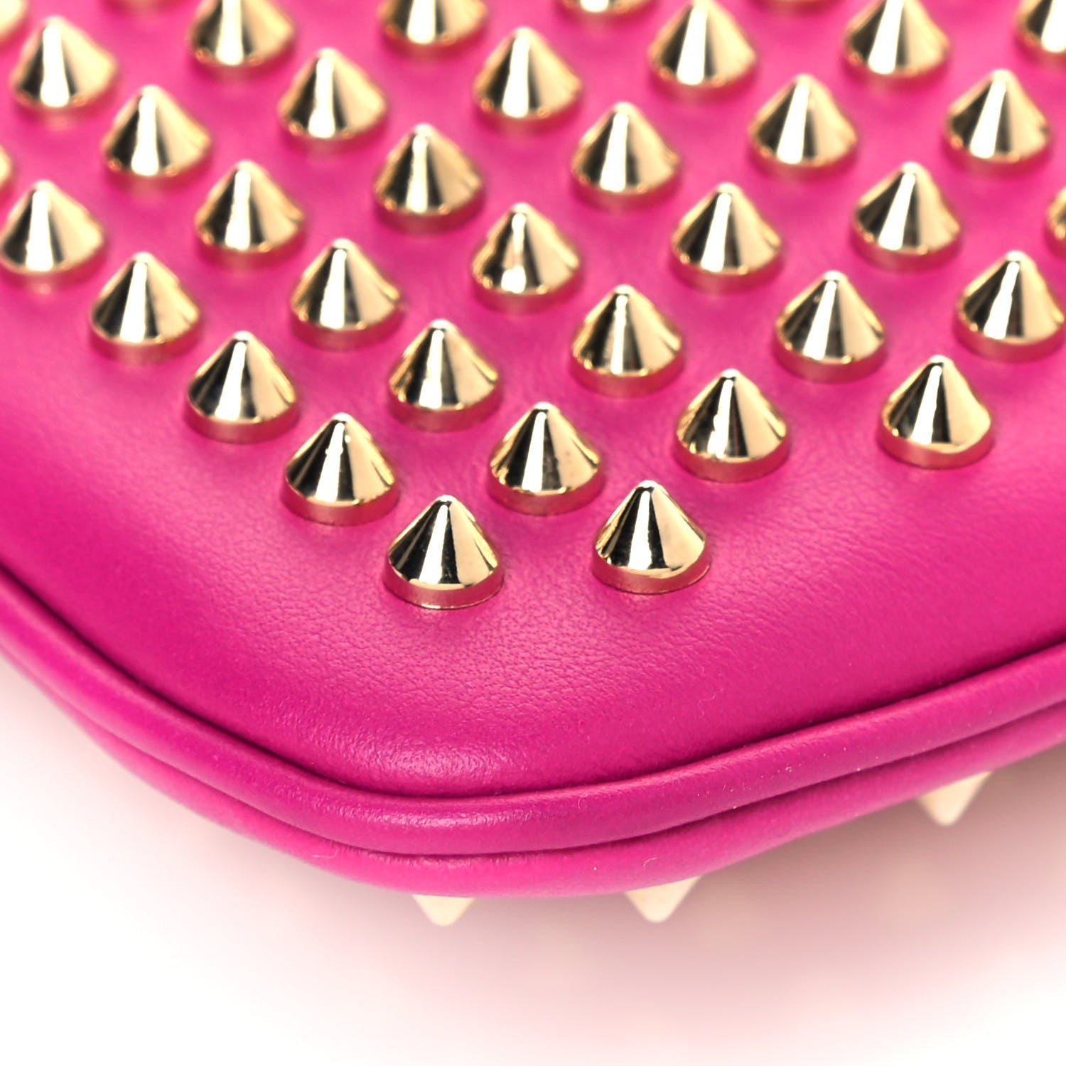Christian Louboutin Calfskin Studded Loubiposh Chain Clutch Rose Indien Gold 9 of 11