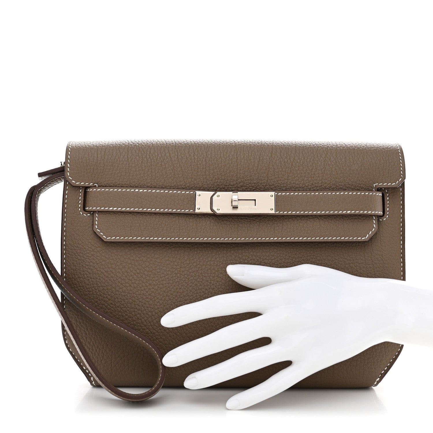 Hermes Togo Kelly Depeches 25 Pouch Etoupe 2 of 8