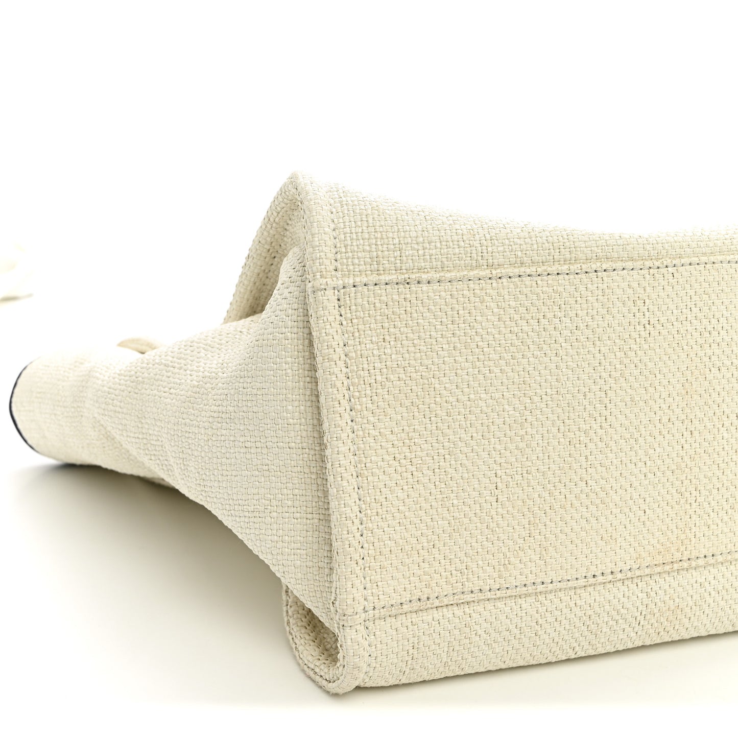 Woven Straw Raffia Medium Deauville Tote White Navy