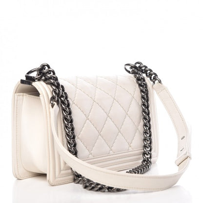 Chanel Calfskin Double Stitch Medium Boy Flap White 3 of 16