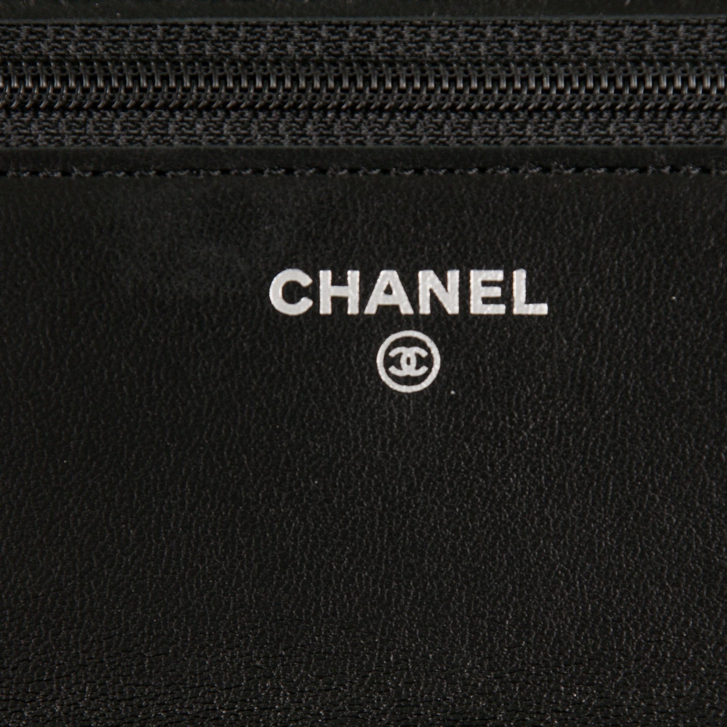 Lambskin Camellia Embossed Wallet On Chain WOC Black