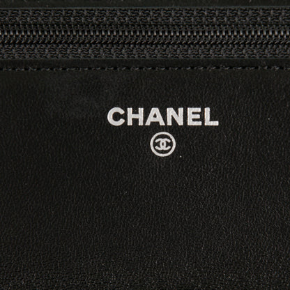 Chanel Lambskin Camellia Embossed Wallet On Chain WOC Black 6 of 8