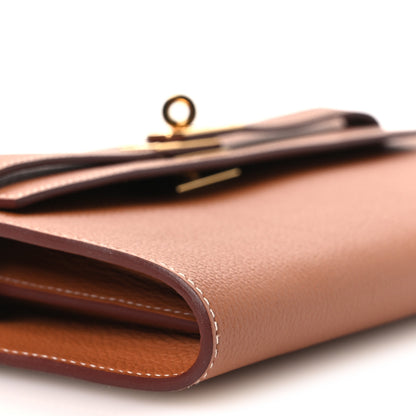 Hermes Evercolor Kelly Wallet To Go Gold 8 of 12