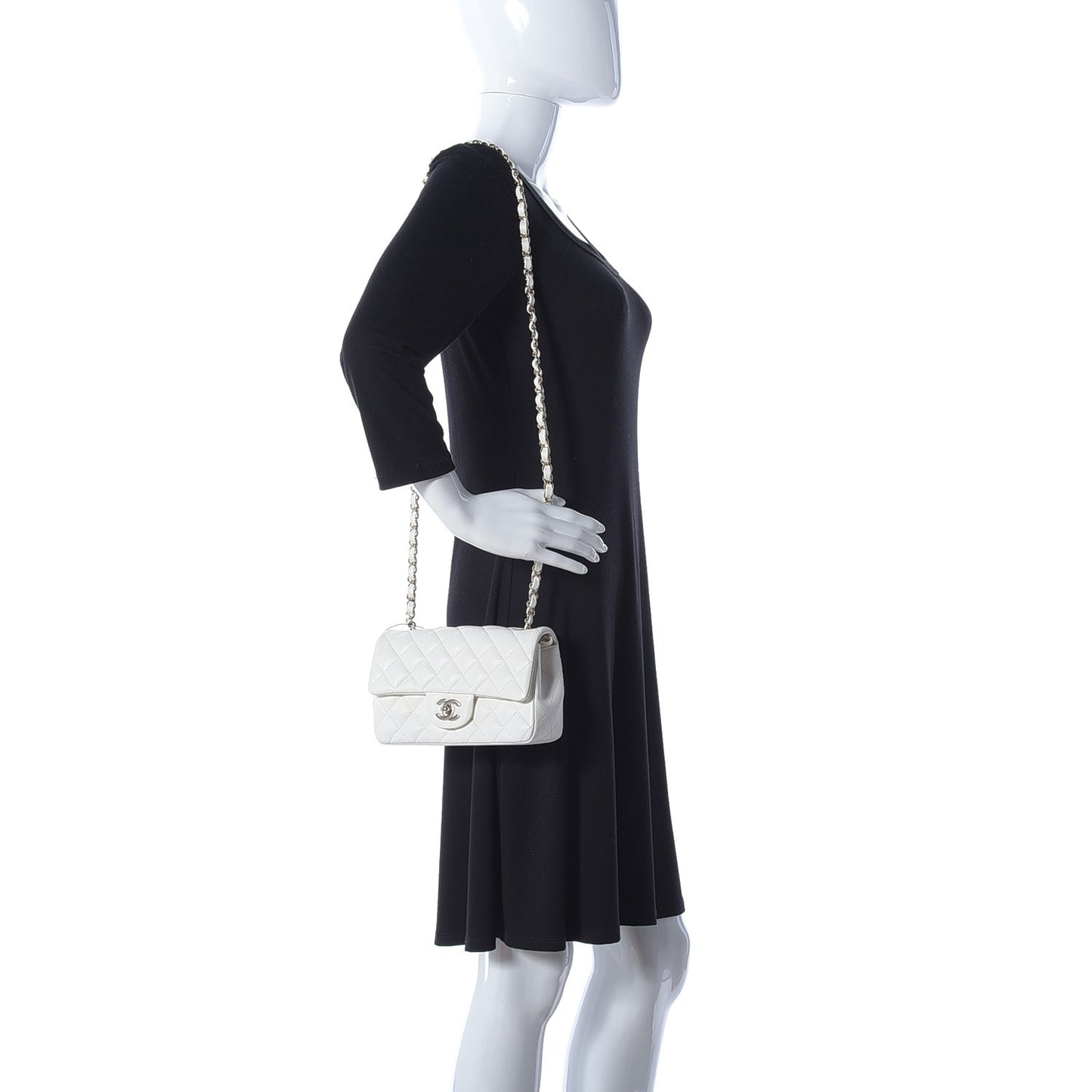 Lambskin Quilted Mini Rectangular Flap White
