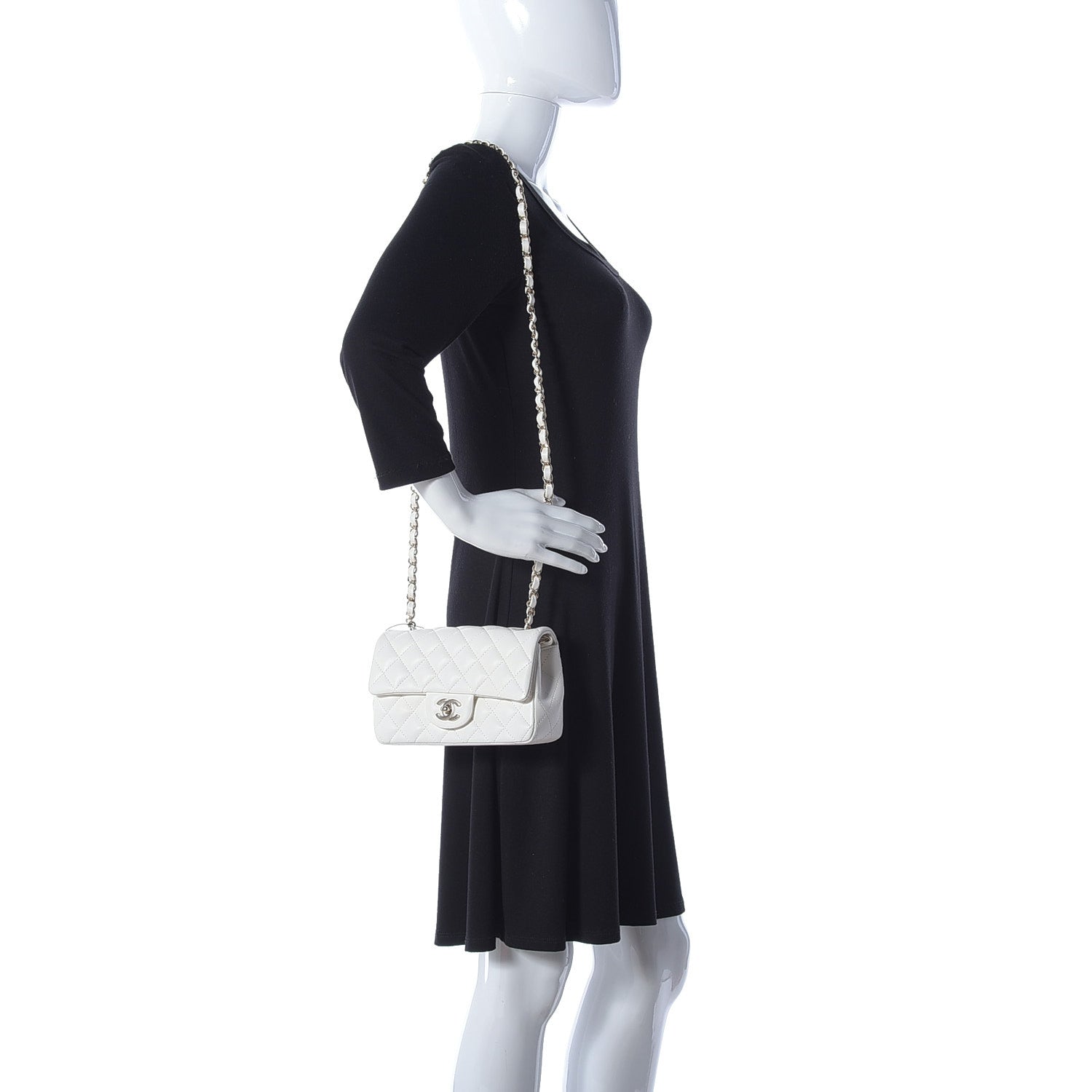 Chanel Lambskin Quilted Mini Rectangular Flap White 2 of 12