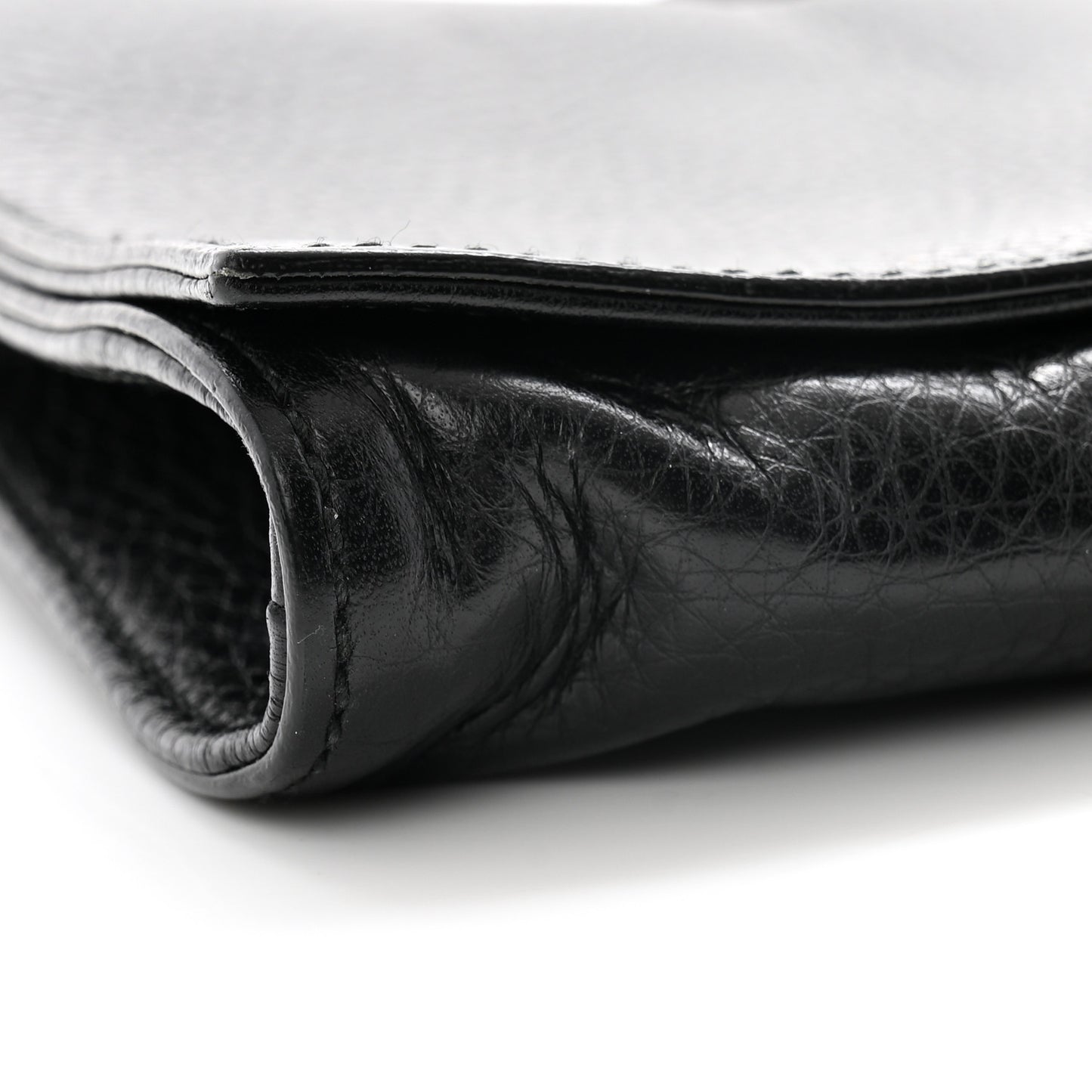 Pebbled Calfskin Medium Soho Clutch Black