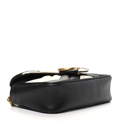 Gucci Calfskin Matelasse Super Mini GG Marmont Shoulder Bag Black White 4 of 10