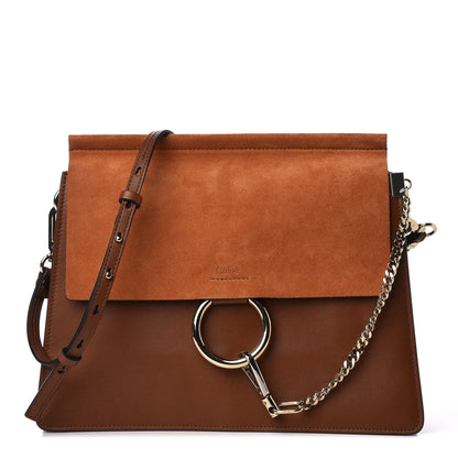 Chloe Suede Calfskin Medium Faye Shoulder Bag Tobacco 1 of 10