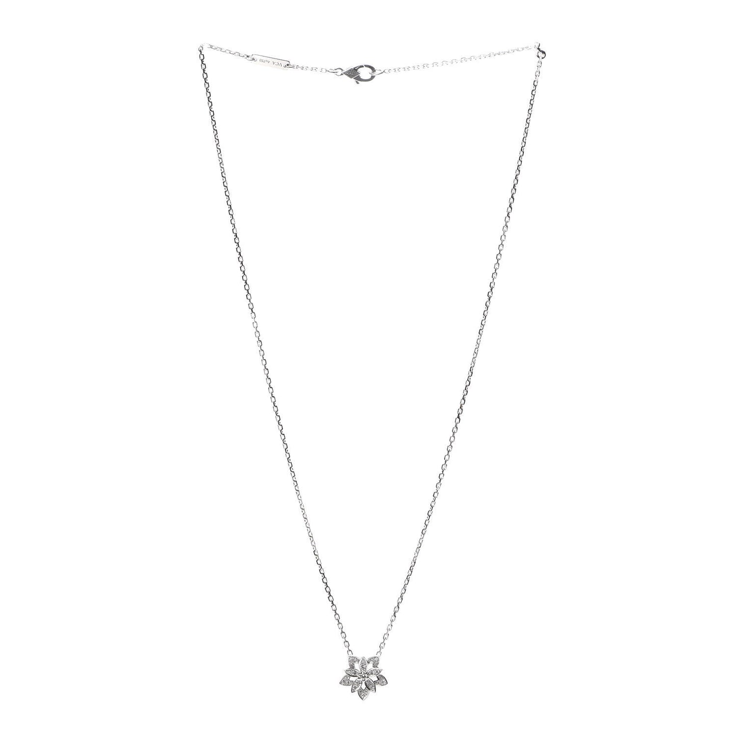 18K White Gold Diamond Mini Lotus Pendant Necklace