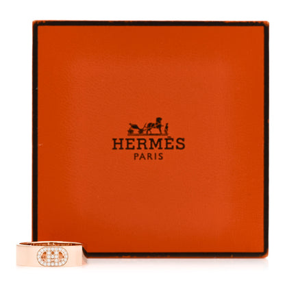 Hermes 18K Rose Gold Diamond PM H D'Ancre Ring 53 6.5 5 of 5