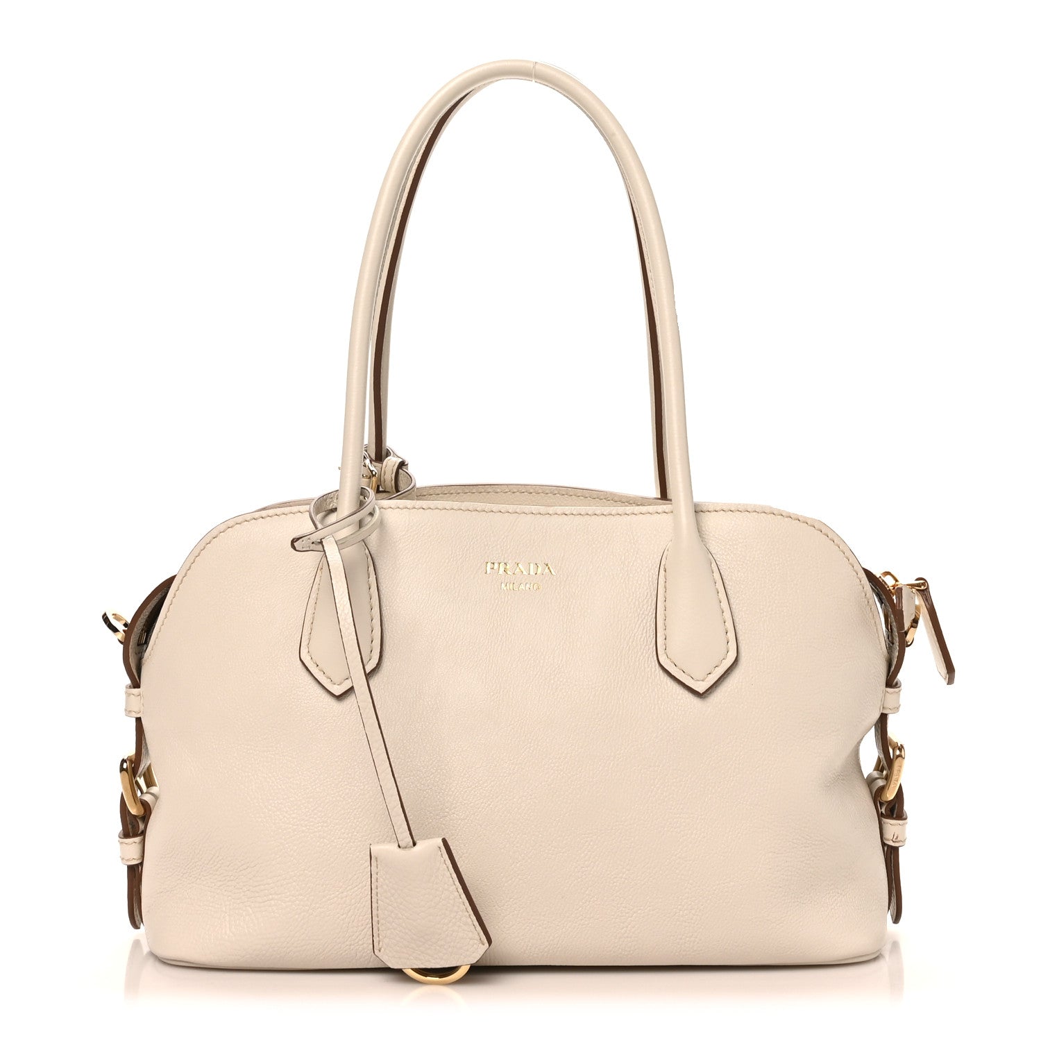 Prada Glace Calfskin Medium Signet Tote Talco 1 of 9