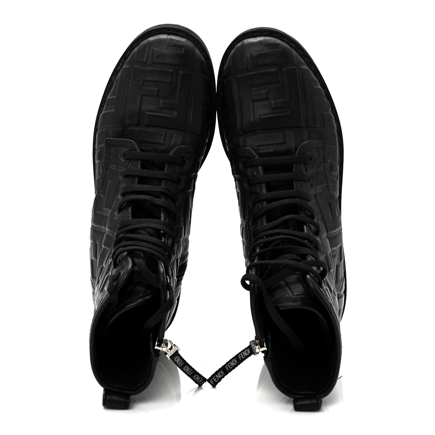 Fendi Nappa FF Embossed Womens Biker Boots 39.5 Black 2 of 10