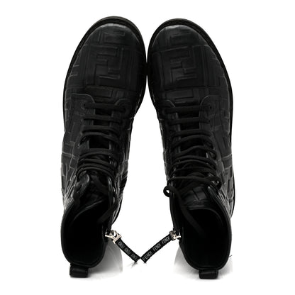 Fendi Nappa FF Embossed Womens Biker Boots 39.5 Black 2 of 10
