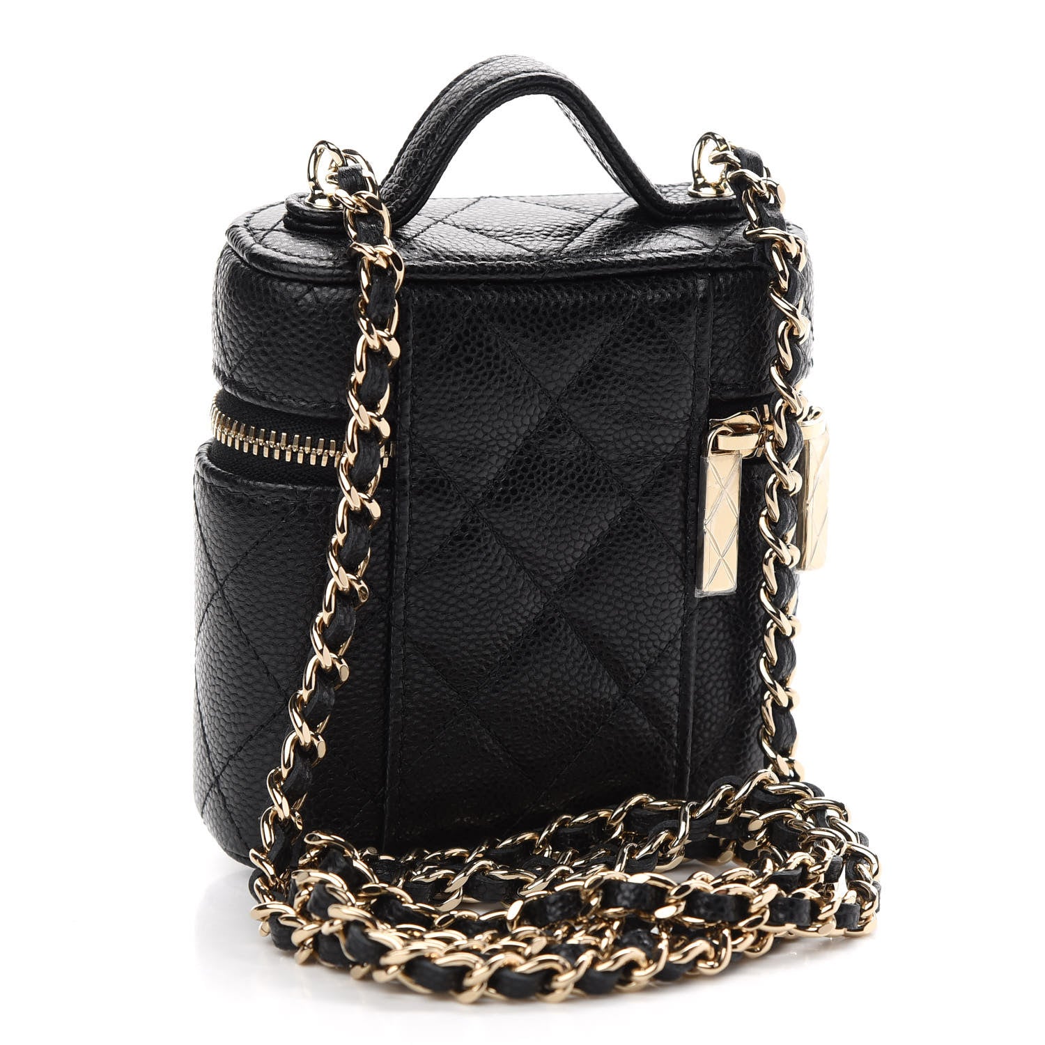 Chanel Caviar Quilted Small Handle With Care Vanity Case With Chain Black 3 of 9
