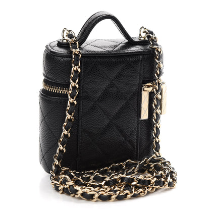 Chanel Caviar Quilted Small Handle With Care Vanity Case With Chain Black 3 of 9
