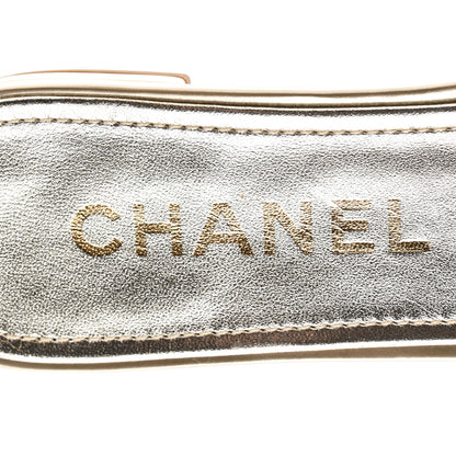 Chanel Glitter Mesh Patent Calfskin CC Mules 37.5 Gold 7 of 8