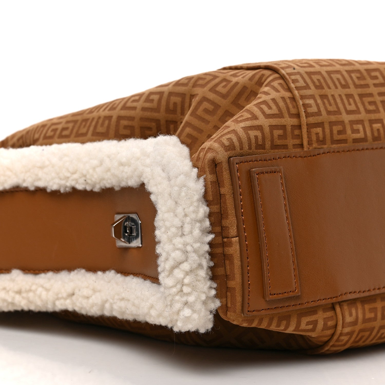 Givenchy Shearling Suede Medium Soft Lock Antigona Shoulder Bag Tan 7 of 8