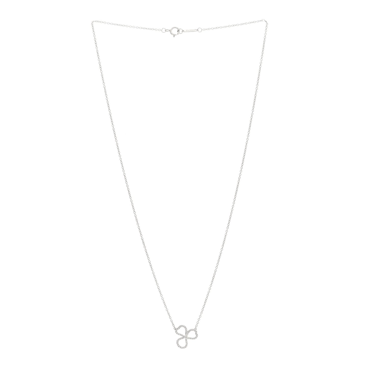 Platinum Diamond Paper Flowers Pendant Necklace