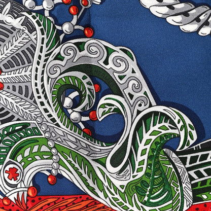 Hermes Silk Zenobie Reine De Palmyre Scarf 90 Marine Rouge Gris 4 of 5