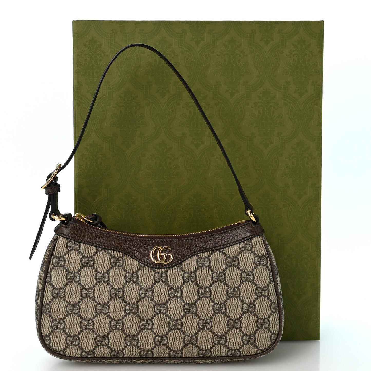 GG Supreme Monogram Textured Dollar Calfskin Small Ophidia Hobo Beige Ebony New Acero