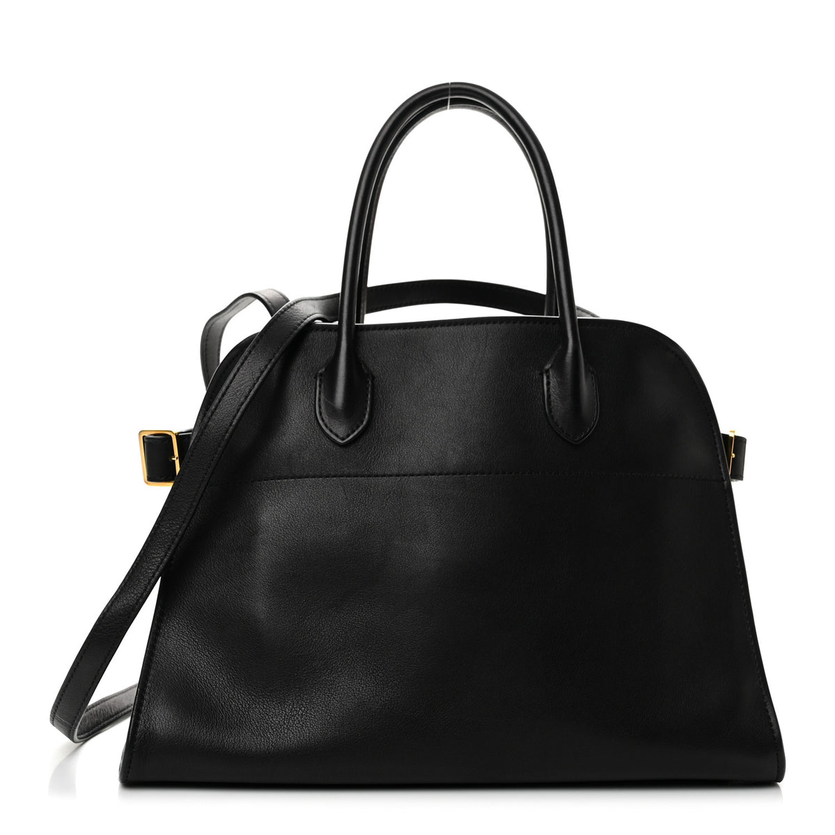 The Row Polished Saddle Calfskin Soft Margaux 12 Black 1 of 9