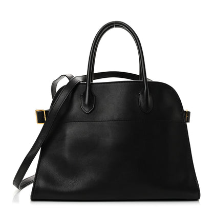 The Row Polished Saddle Calfskin Soft Margaux 12 Black 1 of 9