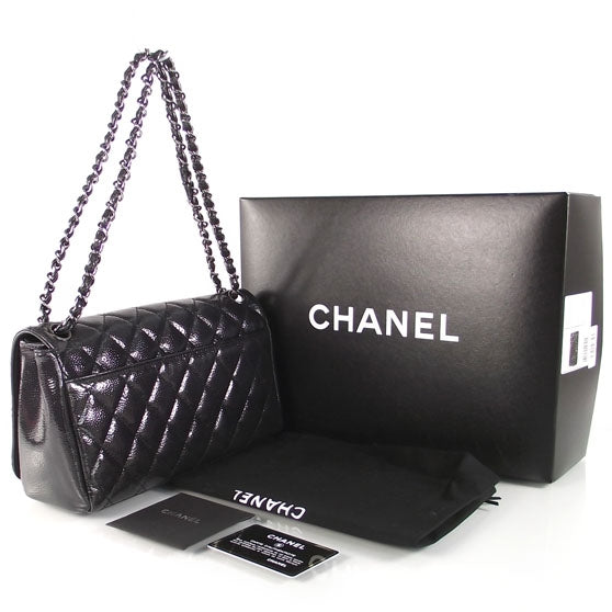 Patent Caviar Quilted 2.55 Flap Black