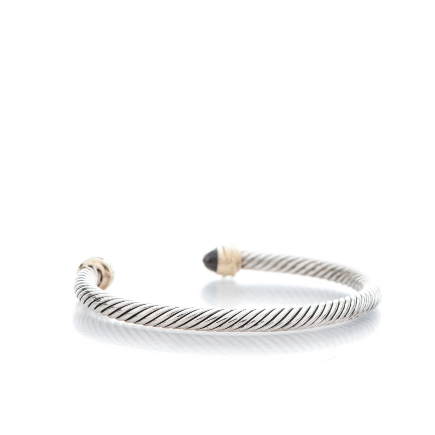 Sterling Silver 18K Yellow Gold Diamond Garnet 5mm Cable Classics Bracelet
