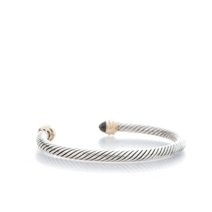 David Yurman Sterling Silver 18K Yellow Gold Diamond Garnet 5mm Cable Classics Bracelet 3 of 4