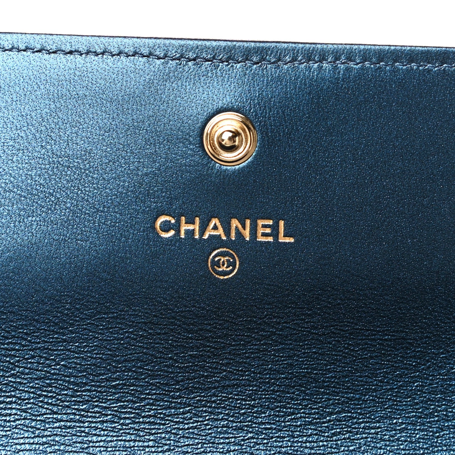 Chanel Metallic Lambskin Quilted Large Boy Gusset Flap Wallet Blue 7 of 19