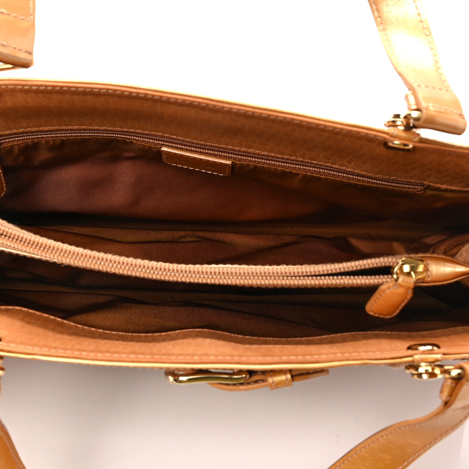 Christian Dior Patent Monogram Jeans Pocket Tote Gold 4 of 8